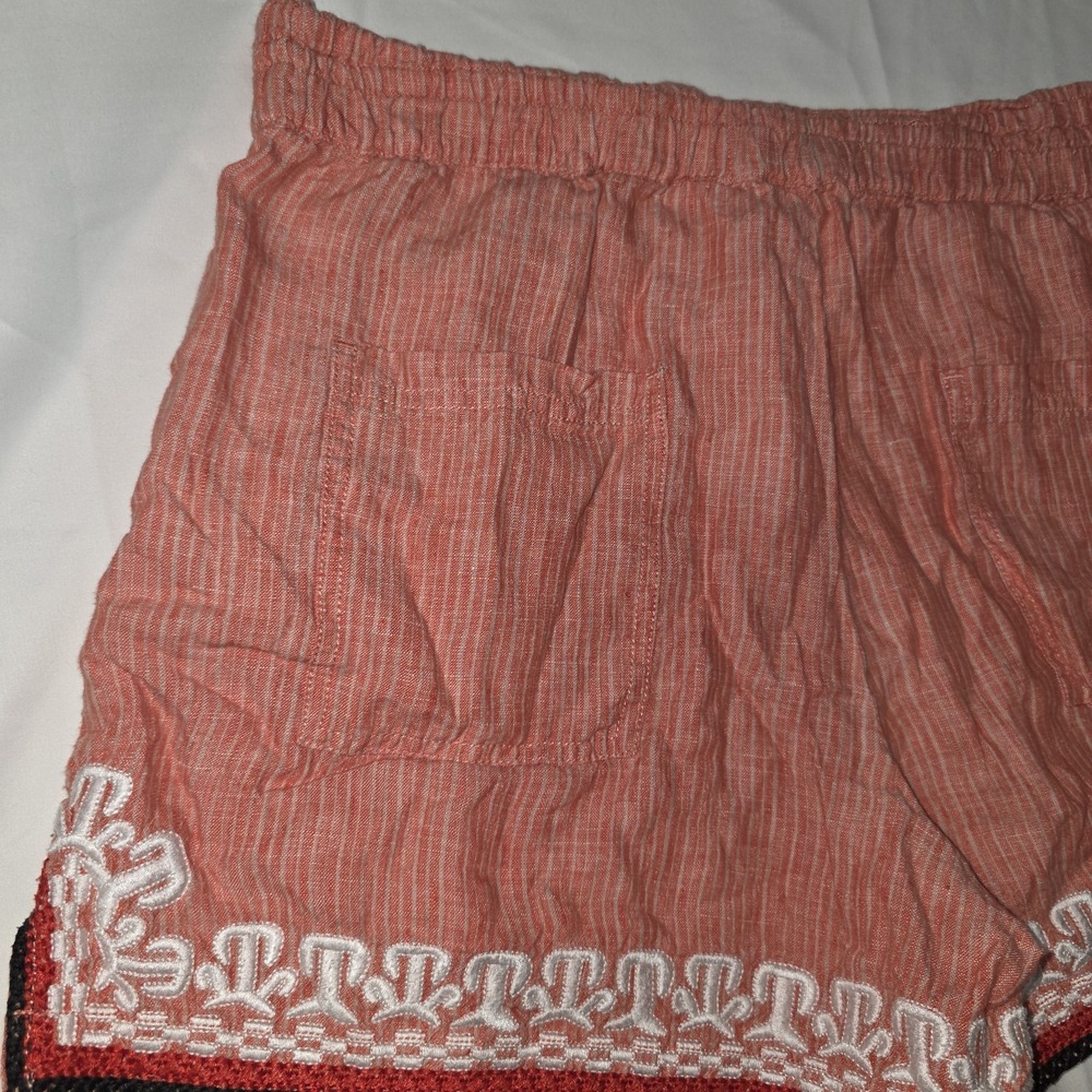Anthropologie Women's Beachcomber Linen Striped Embroidery Shorts Size Medium - Picture 11 of 12